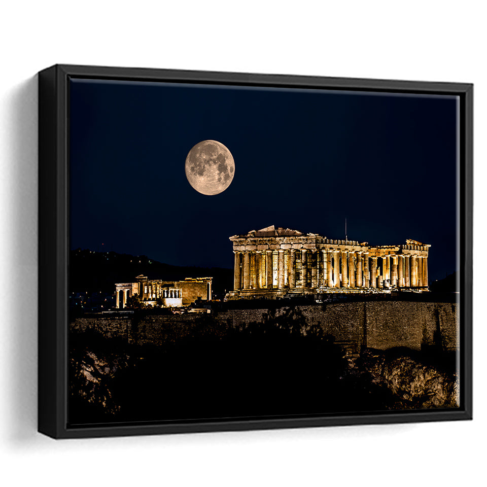 Parthenon of Athens at Night Greece Framed Canvas Prints Wall Art - Painting Canvas, Wall Decor, Home Decor