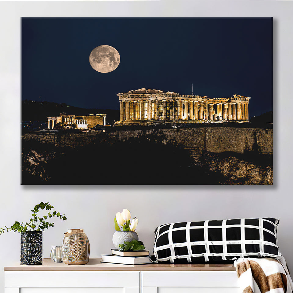 Parthenon of Athens at Night Greece Canvas Prints Wall Art - Painting Canvas, Wall Decor, Home Decor, Prints for Sale