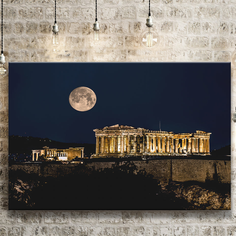 Parthenon of Athens at Night Greece Canvas Prints Wall Art - Painting Canvas, Wall Decor, Home Decor, Prints for Sale