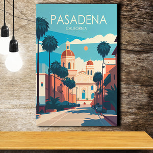 Pasadena California Retro Art Print ,City Art Print, Large Canvas, Canvas Print Wall Art Home Decor