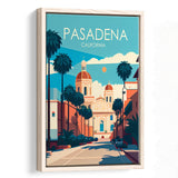 Pasadena California Retro Art Print, Large Canvas, Framed Canvas Print Wall Art Home Decor, Floating Frame