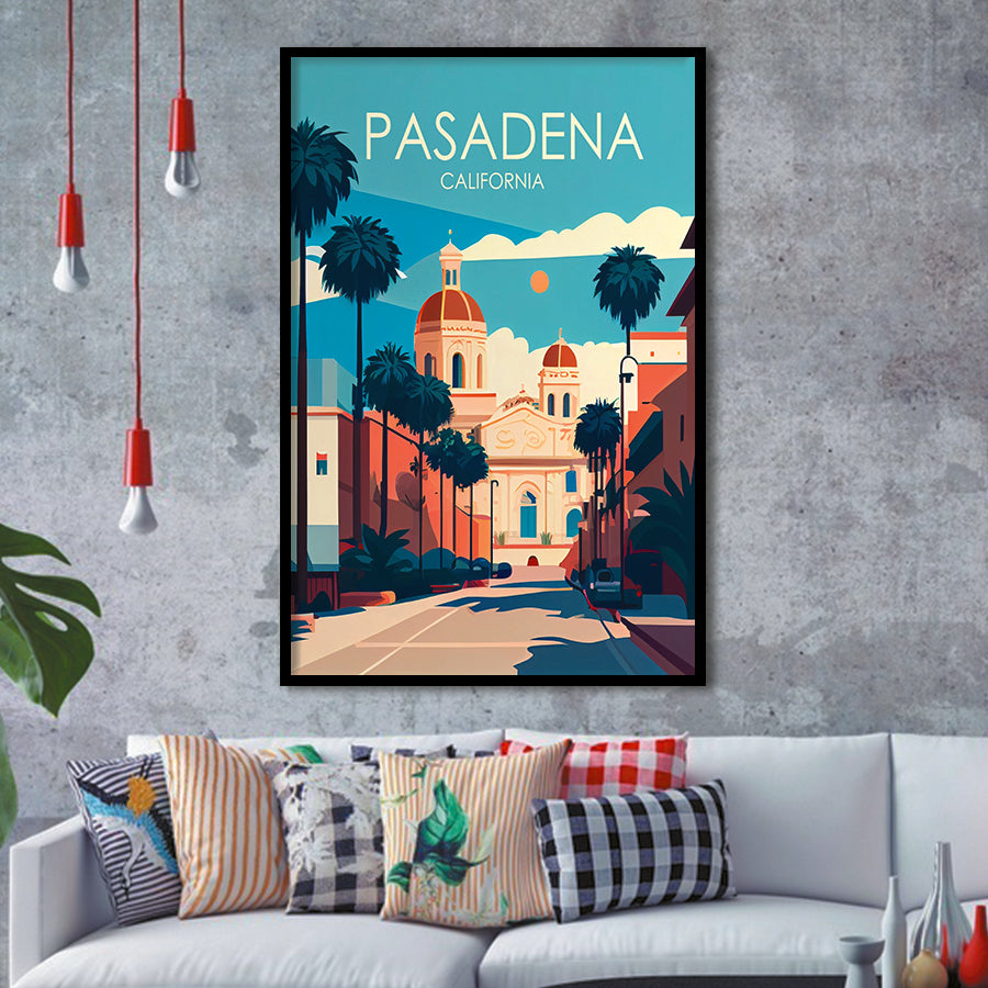 Pasadena California Retro Art Print, City Art Print, Framed Art Print Wall Art Home Decor, Framed Picture