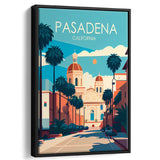 Pasadena California Retro Art Print, Large Canvas, Framed Canvas Print Wall Art Home Decor, Floating Frame