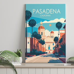 Pasadena California Retro Art Print ,City Art Print, Large Canvas, Canvas Print Wall Art Home Decor