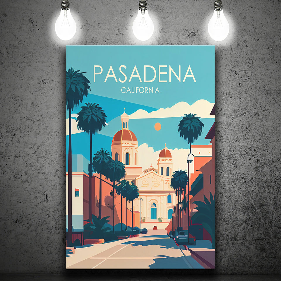 Pasadena California Retro Art Print ,City Art Print, Large Canvas, Canvas Print Wall Art Home Decor