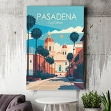 Pasadena California Retro Art Print ,City Art Print, Large Canvas, Canvas Print Wall Art Home Decor