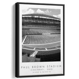 Paul Brown Stadium Cincinnati Bengals Black And White Art Framed Canvas Prints Wall Art Home Decor, Floating Frame