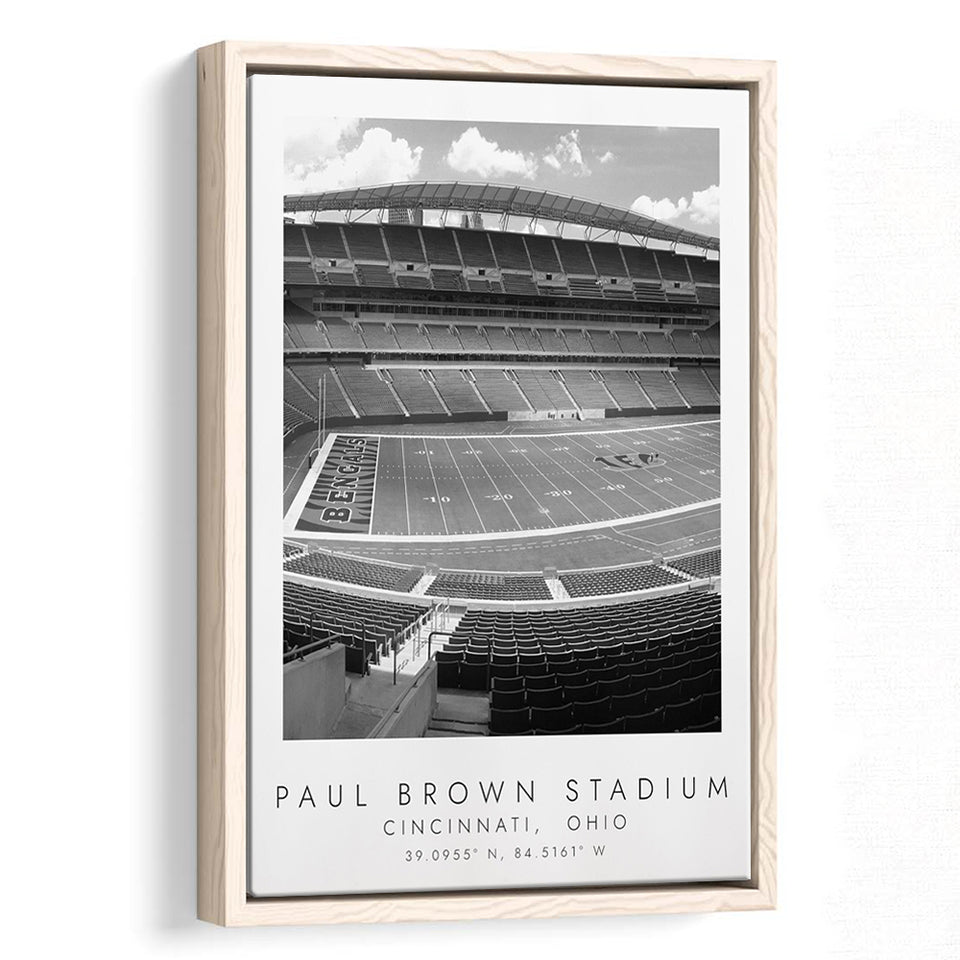 Paul Brown Stadium Cincinnati Bengals Black And White Art Framed Canvas Prints Wall Art Home Decor, Floating Frame