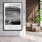 Paul Brown Stadium Cincinnati Bengals Black And White Art Framed Canvas Prints Wall Art Home Decor, Floating Frame
