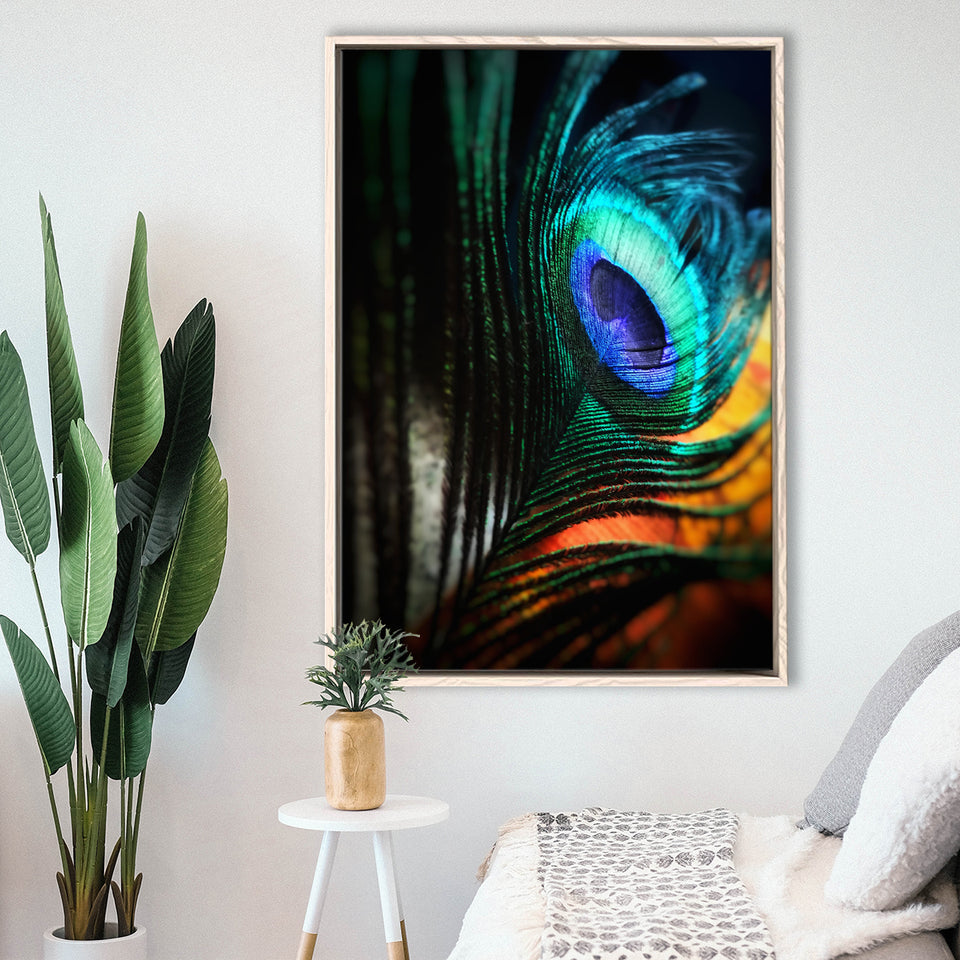Peacock Feather, Peacock Art, Framed Canvas Prints Wall Art Home Decor,Floating Frame, Ready to Hang