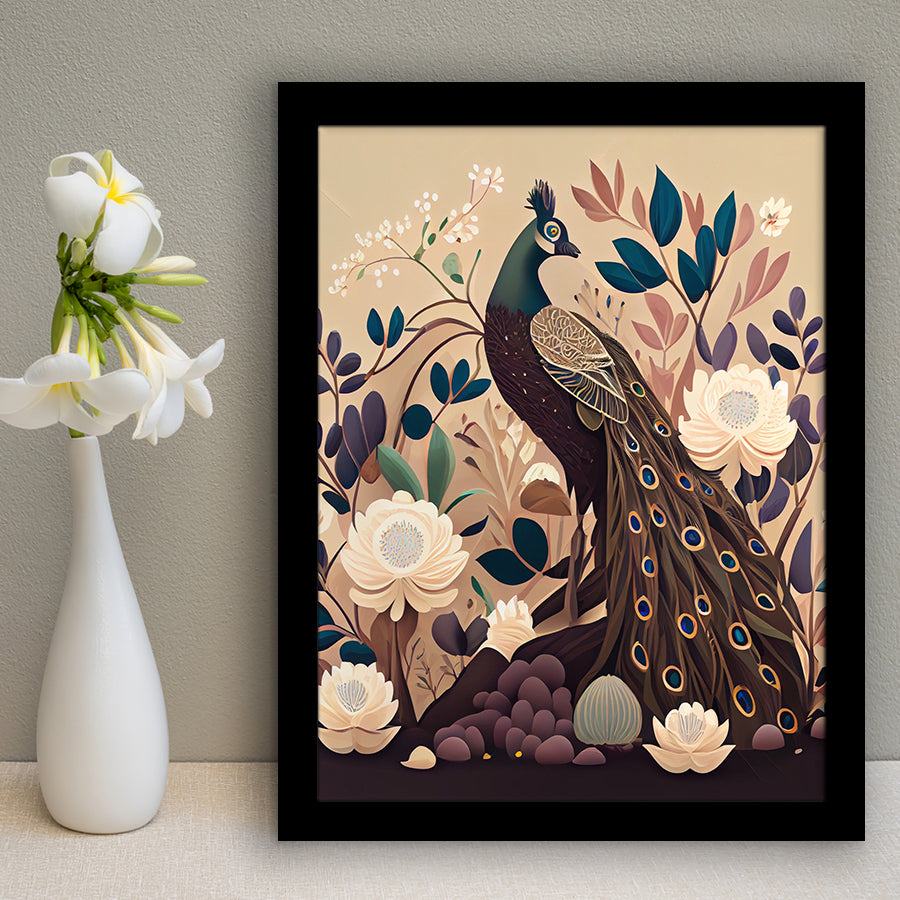 Peacock Retro Art Print, City Art Print, Framed Art Print Wall Art Home Decor, Framed Picture