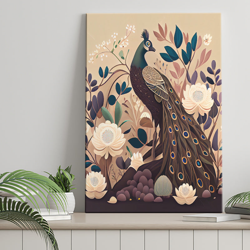 Peacock Retro Art Print ,City Art Print, Large Canvas, Canvas Print Wall Art Home Decor