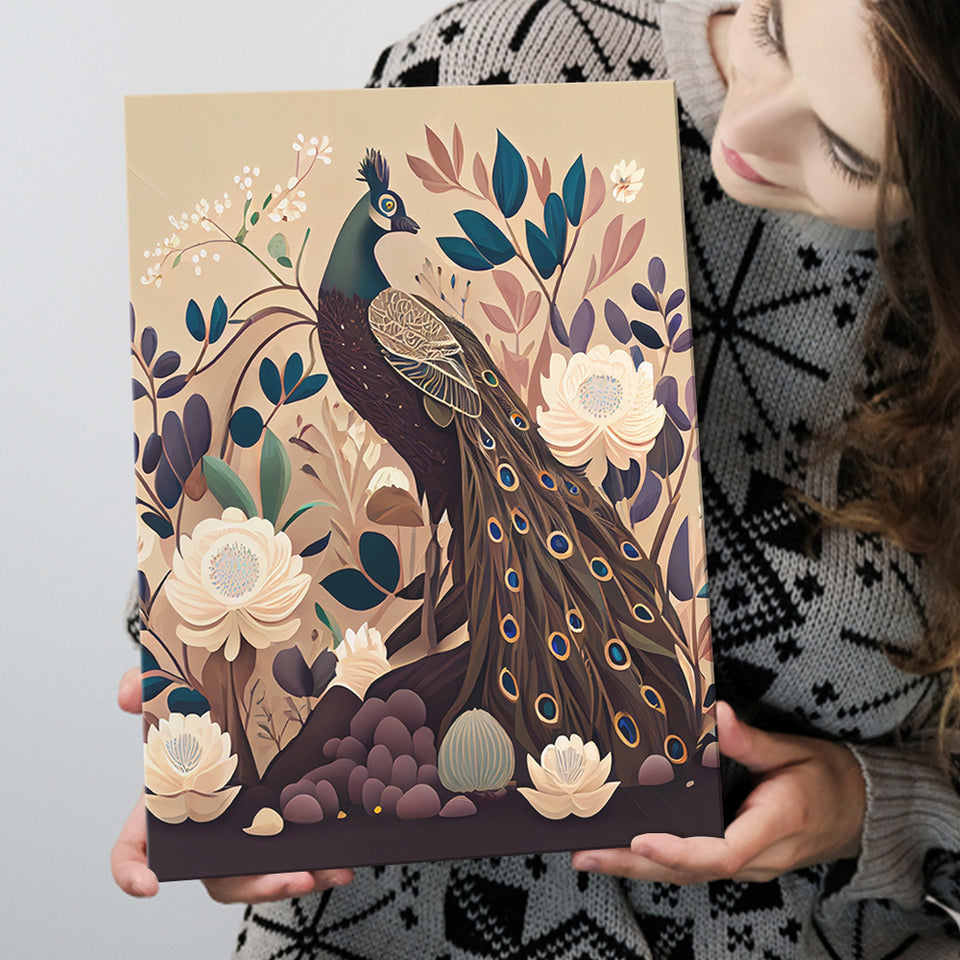 Peacock Retro Art Print ,City Art Print, Large Canvas, Canvas Print Wall Art Home Decor