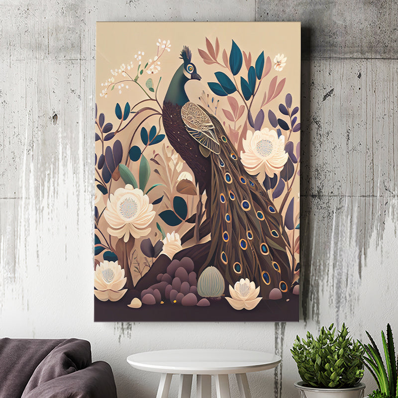 Peacock Retro Art Print ,City Art Print, Large Canvas, Canvas Print Wall Art Home Decor
