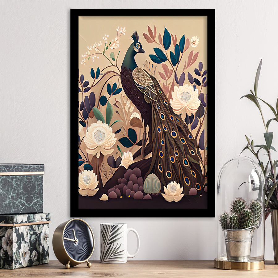 Peacock Retro Art Print, City Art Print, Framed Art Print Wall Art Home Decor, Framed Picture
