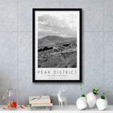 Peak District National Park Travel Art Black And White Decor Framed Canvas Prints Wall Art Home Decor, Floating Frame