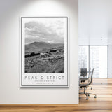 Peak District National Park Travel Art Black And White Decor Framed Canvas Prints Wall Art Home Decor, Floating Frame