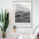 Peak District National Park Travel Art Black And White Decor Framed Canvas Prints Wall Art Home Decor, Floating Frame