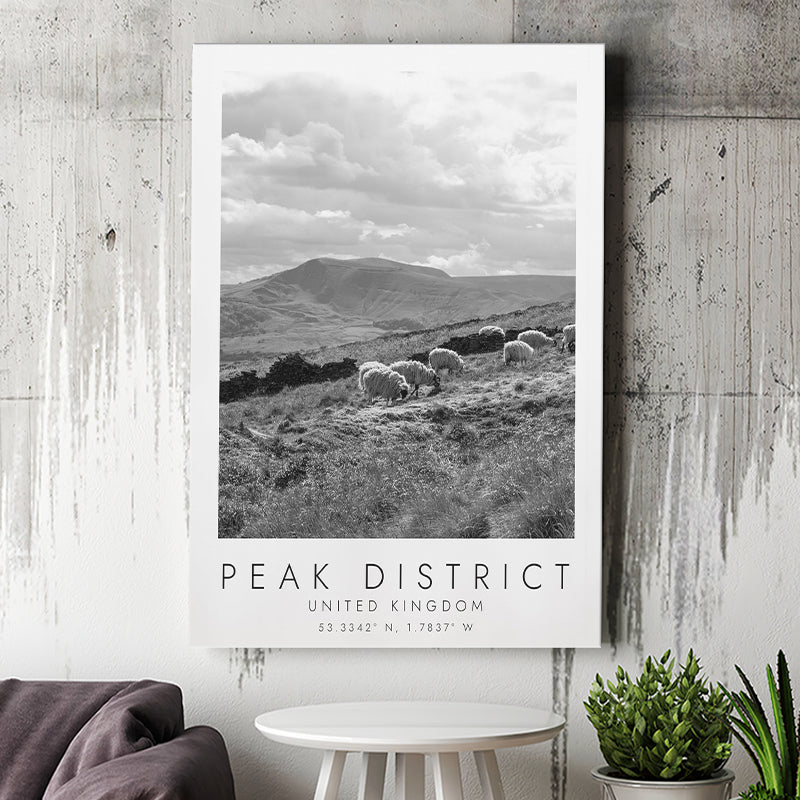 Peak District National Park Travel Art Black And White Decor Canvas Prints Wall Art Home Decor