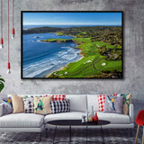 Pebble Beach Golf Links On A Clear Day Pebble Beach, California, Framed Canvas Prints Wall Art Decor, Floating Frame