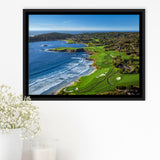 Pebble Beach Golf Links On A Clear Day Pebble Beach, California, Framed Canvas Prints Wall Art Decor, Floating Frame