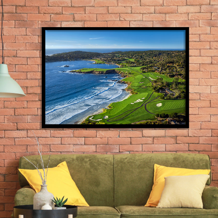 Pebble Beach Golf Links On A Clear Day Pebble Beach, California, Golf Sport Print, Golf Lover, Framed Art Prints Home Decor