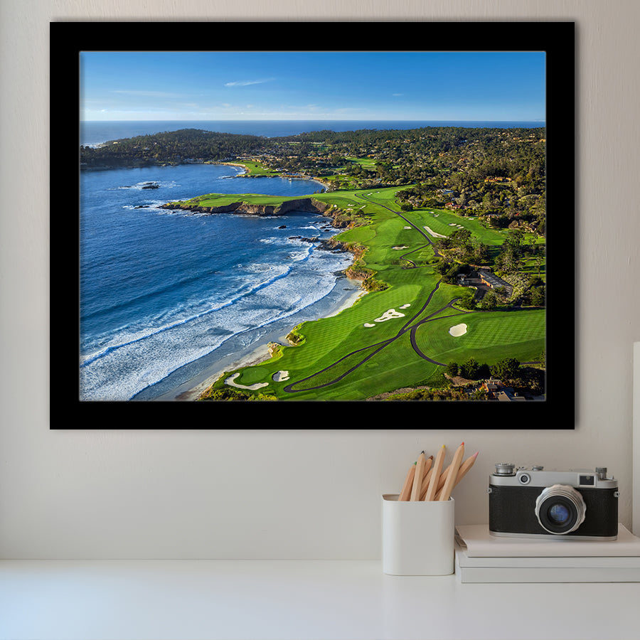 Pebble Beach Golf Links On A Clear Day Pebble Beach, California, Golf Sport Print, Golf Lover, Framed Art Prints Home Decor