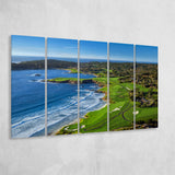 Pebble Beach Golf Links On A Clear Day Pebble Beach, California, 5 Panels Extra Large Canvas Prints Wall Art Decor