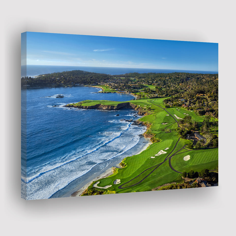 Pebble Beach Golf Links On A Clear Day Pebble Beach, California, Golf Art Print, Golf Lover, Canvas Prints Wall Art Decor