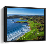 Pebble Beach Golf Links On A Clear Day Pebble Beach, California, Framed Canvas Prints Wall Art Decor, Floating Frame