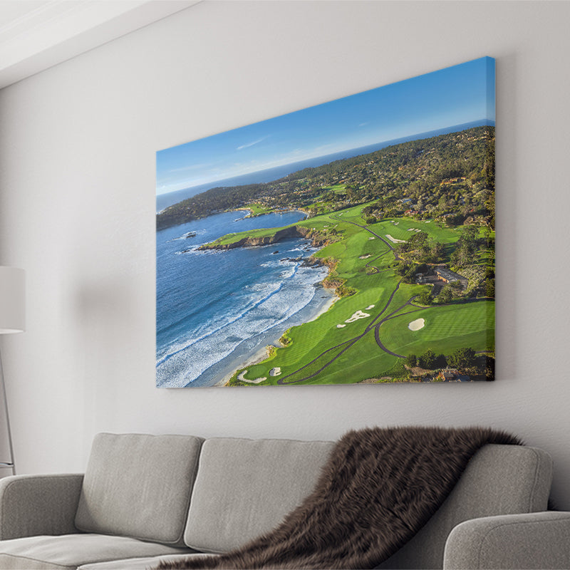 Pebble Beach Golf Links On A Clear Day Pebble Beach, California, Golf Art Print, Golf Lover, Canvas Prints Wall Art Decor