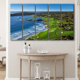 Pebble Beach Golf Links On A Clear Day Pebble Beach, California, 5 Panels Extra Large Canvas Prints Wall Art Decor