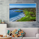 Pebble Beach Golf Links On A Clear Day Pebble Beach, California, Framed Canvas Prints Wall Art Decor, Floating Frame