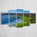 Pebble Beach Golf Links On A Clear Day Pebble Beach, California, Golf Art Print, 5 Panels Canvas Prints Wall Art Decor