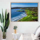 Pebble Beach Golf Links On A Clear Day Pebble Beach, California, Framed Canvas Prints Wall Art Decor, Floating Frame