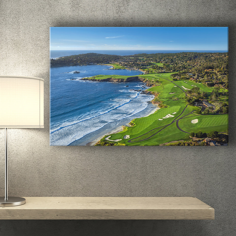 Pebble Beach Golf Links On A Clear Day Pebble Beach, California, Golf Art Print, Golf Lover, Canvas Prints Wall Art Decor