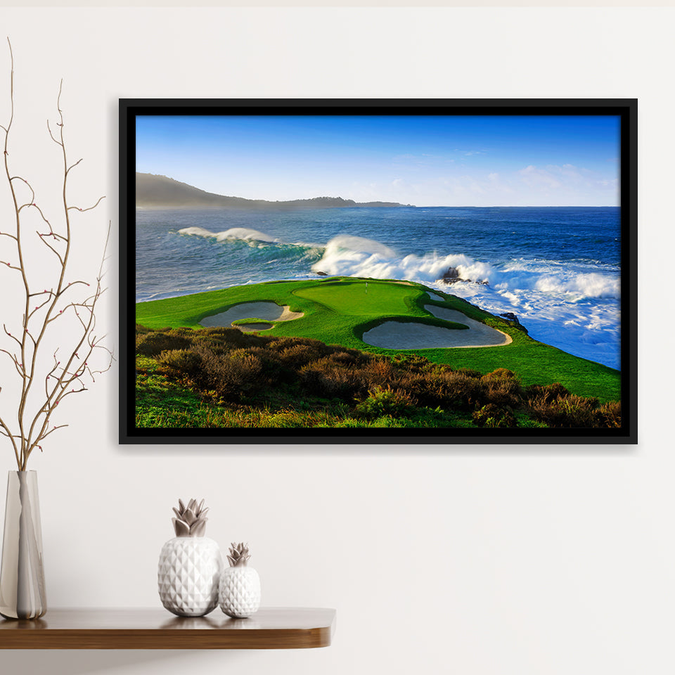 Pebble Beach Golf Links 07, Massive Monday Aerial At Califorlia, Framed Canvas Prints Wall Art Decor, Floating Frame