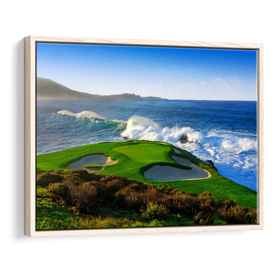 Pebble Beach Golf Links 07, Massive Monday Aerial At Califorlia, Framed Canvas Prints Wall Art Decor, Floating Frame