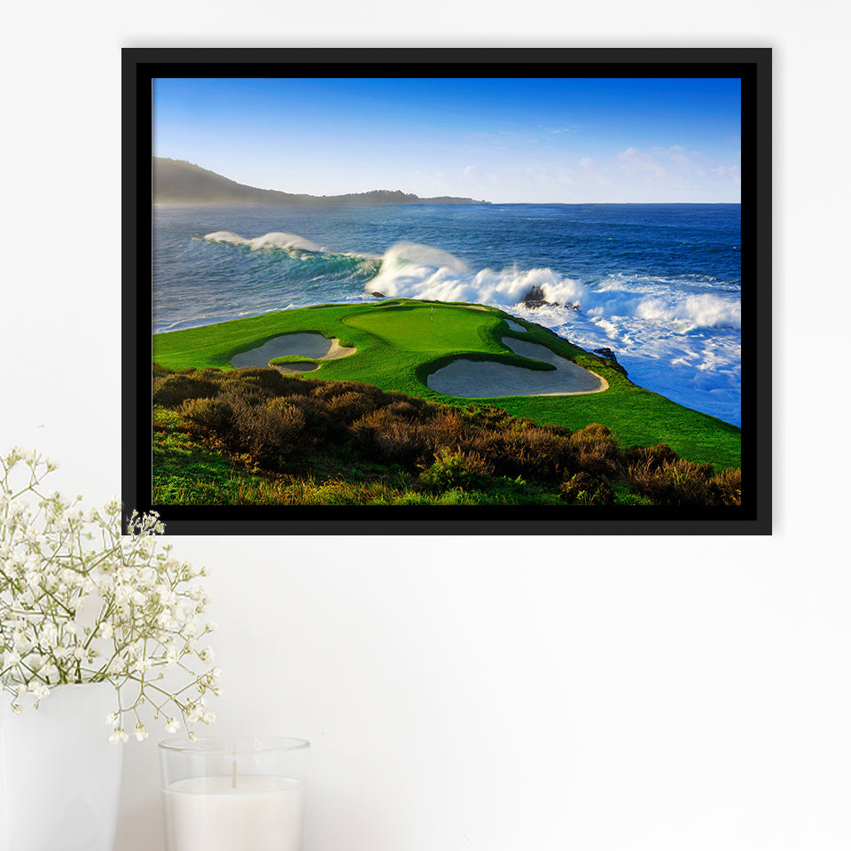 Pebble Beach Golf Links 07, Massive Monday Aerial At Califorlia, Framed Canvas Prints Wall Art Decor, Floating Frame