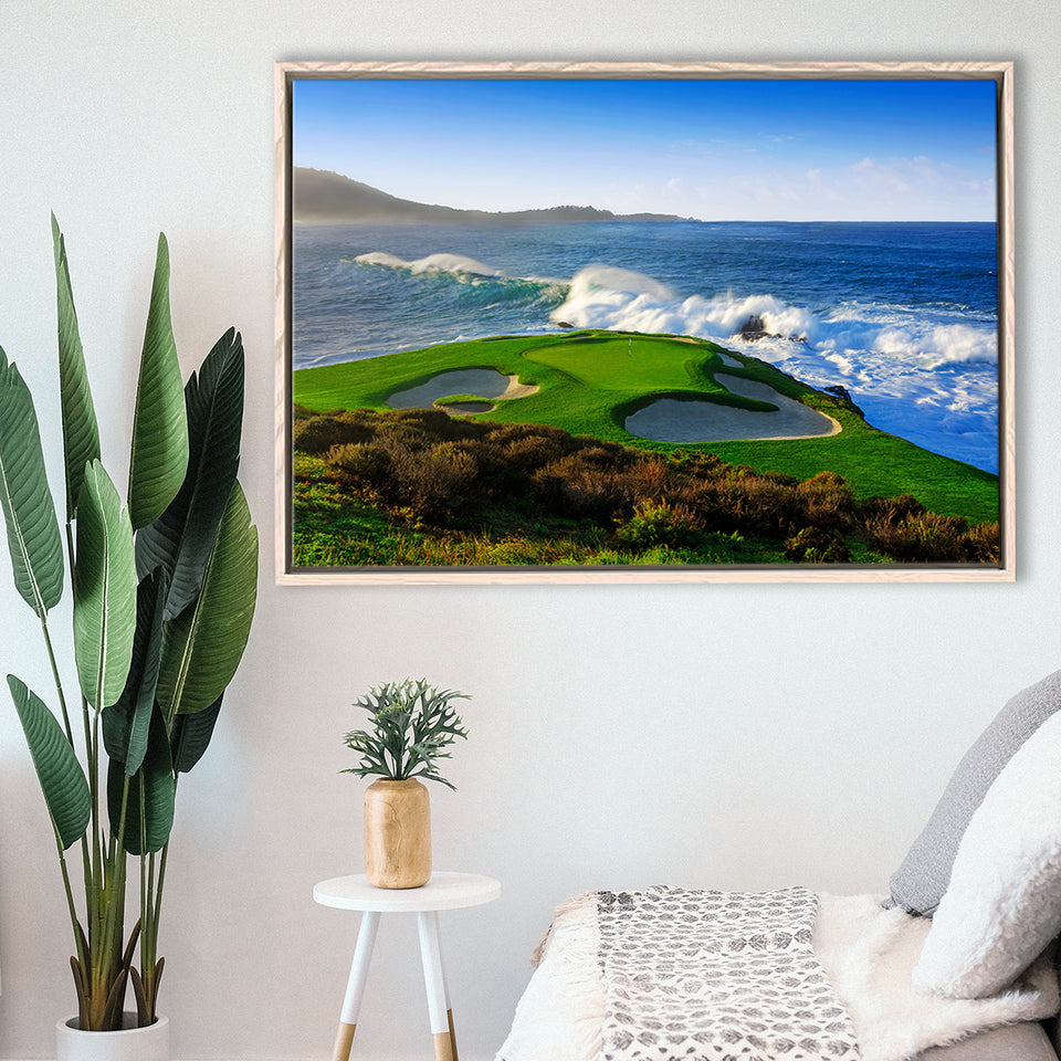 Pebble Beach Golf Links 07, Massive Monday Aerial At Califorlia, Framed Canvas Prints Wall Art Decor, Floating Frame