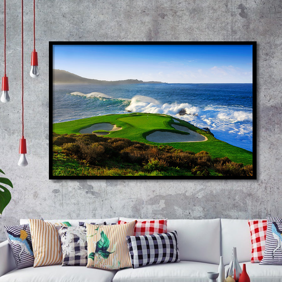 Pebble Beach Golf Links 07, Massive Monday Aerial At Califorlia, Golf Sport Print, Golf Lover, Framed Art Prints Home Decor
