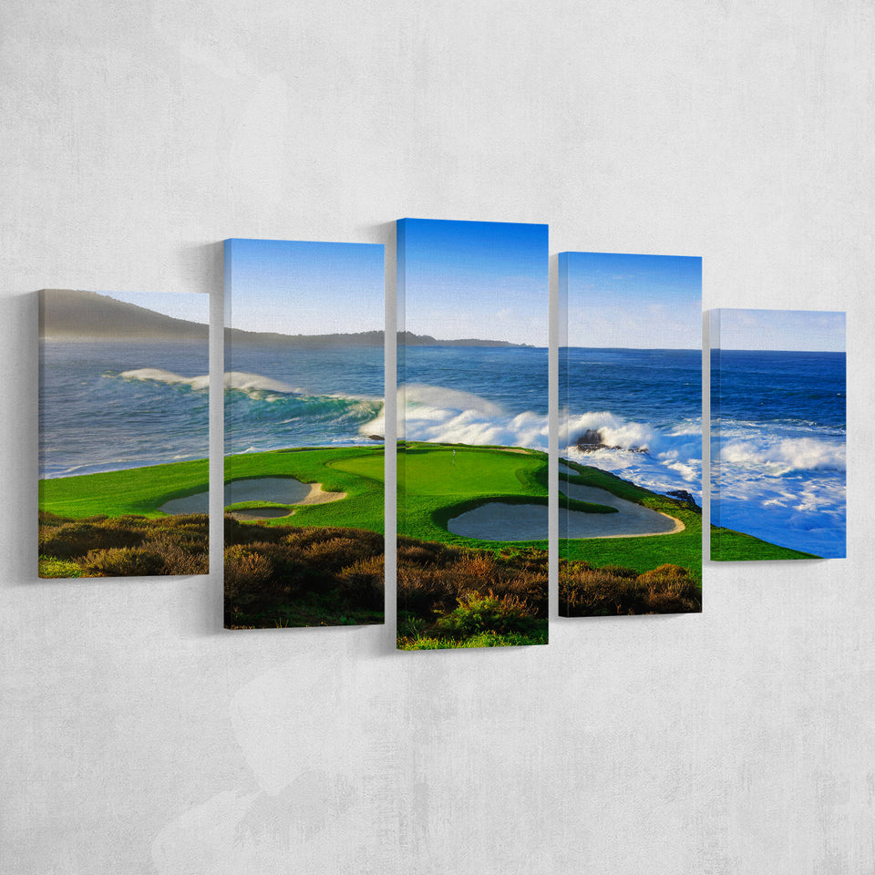 Pebble Beach Golf Links 07, Massive Monday Aerial At Califorlia, Golf Art Print, 5 Panels Canvas Prints Wall Art Decor