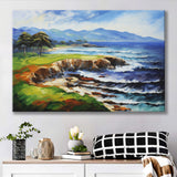 Pebble Beach Golf Links Aerial Art Painting V1 Canvas Prints Wall Art, Painting Art Home Decor