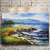 Pebble Beach Golf Links Aerial Art Painting V1 Canvas Prints Wall Art, Painting Art Home Decor