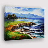 Pebble Beach Golf Links Aerial Art Painting V1 Canvas Prints Wall Art, Painting Art Home Decor
