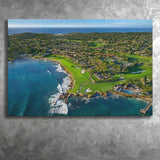 Pebble Beach Golf Links Aerial Hole 17 & 18, Welcome Home, Pebble Beach, California, Golf Art Print, Canvas Prints Wall Art