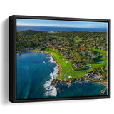 Pebble Beach Golf Links Aerial Hole 17 & 18, Welcome Home, Pebble Beach, California, Framed Canvas Prints Wall Art Decor
