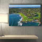 Pebble Beach Golf Links Aerial Hole 17 & 18, Welcome Home, Pebble Beach, California, Golf Art Print, Canvas Prints Wall Art