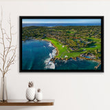 Pebble Beach Golf Links Aerial Hole 17 & 18, Welcome Home, Pebble Beach, California, Framed Canvas Prints Wall Art Decor
