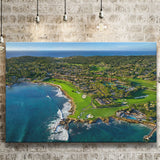 Pebble Beach Golf Links Aerial Hole 17 & 18, Welcome Home, Pebble Beach, California, Golf Art Print, Canvas Prints Wall Art